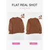 image:imageDokotoo Womens Crewneck Crochet Lace Long Sleeve Hollow Out Cable Knit Sweaters Pullover TopsA Brown