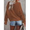 image:imageDokotoo Womens Crewneck Crochet Lace Long Sleeve Hollow Out Cable Knit Sweaters Pullover TopsA Brown