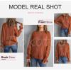 image:imageDokotoo Womens Crewneck Crochet Lace Long Sleeve Hollow Out Cable Knit Sweaters Pullover TopsA Brown