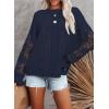 image:imageDokotoo Womens Crewneck Crochet Lace Long Sleeve Hollow Out Cable Knit Sweaters Pullover TopsA Dark Blue
