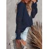 image:imageDokotoo Womens Crewneck Crochet Lace Long Sleeve Hollow Out Cable Knit Sweaters Pullover TopsA Dark Blue
