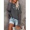 image:imageDokotoo Womens Crewneck Crochet Lace Long Sleeve Hollow Out Cable Knit Sweaters Pullover TopsA Dark Gray