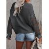 image:imageDokotoo Womens Crewneck Crochet Lace Long Sleeve Hollow Out Cable Knit Sweaters Pullover TopsA Dark Gray