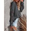 image:imageDokotoo Womens Crewneck Crochet Lace Long Sleeve Hollow Out Cable Knit Sweaters Pullover TopsA Dark Gray
