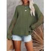 image:imageDokotoo Womens Crewneck Crochet Lace Long Sleeve Hollow Out Cable Knit Sweaters Pullover TopsA Dark Green