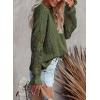 image:imageDokotoo Womens Crewneck Crochet Lace Long Sleeve Hollow Out Cable Knit Sweaters Pullover TopsA Dark Green