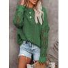 image:imageDokotoo Womens Crewneck Crochet Lace Long Sleeve Hollow Out Cable Knit Sweaters Pullover TopsA Forest Green