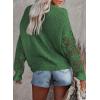 image:imageDokotoo Womens Crewneck Crochet Lace Long Sleeve Hollow Out Cable Knit Sweaters Pullover TopsA Forest Green