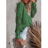 image:imageDokotoo Womens Crewneck Crochet Lace Long Sleeve Hollow Out Cable Knit Sweaters Pullover TopsA Forest Green
