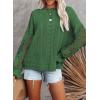 image:imageDokotoo Womens Crewneck Crochet Lace Long Sleeve Hollow Out Cable Knit Sweaters Pullover TopsA Forest Green