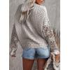 image:imageDokotoo Womens Crewneck Crochet Lace Long Sleeve Hollow Out Cable Knit Sweaters Pullover TopsA Gray