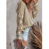image:imageDokotoo Womens Crewneck Crochet Lace Long Sleeve Hollow Out Cable Knit Sweaters Pullover TopsA Khaki