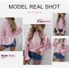 image:imageDokotoo Womens Crewneck Crochet Lace Long Sleeve Hollow Out Cable Knit Sweaters Pullover TopsA Pink