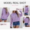 image:imageDokotoo Womens Crewneck Crochet Lace Long Sleeve Hollow Out Cable Knit Sweaters Pullover TopsA Purple