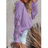 image:imageDokotoo Womens Crewneck Crochet Lace Long Sleeve Hollow Out Cable Knit Sweaters Pullover TopsA Purple