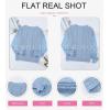 image:imageDokotoo Womens Crewneck Crochet Lace Long Sleeve Hollow Out Cable Knit Sweaters Pullover TopsA Sky Blue