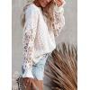 image:imageDokotoo Womens Crewneck Crochet Lace Long Sleeve Hollow Out Cable Knit Sweaters Pullover TopsWhite