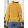 image:imageDokotoo Womens Fall Sweaters 2024 Fashion Cable Knit Mock Neck Lantern Sleeve Casual Loose Pullover Tops
