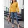 image:imageDokotoo Womens Fall Sweaters 2024 Fashion Cable Knit Mock Neck Lantern Sleeve Casual Loose Pullover Tops