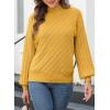 image:imageDokotoo Womens Fall Sweaters 2024 Fashion Cable Knit Mock Neck Lantern Sleeve Casual Loose Pullover Tops