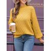 image:imageDokotoo Womens Fall Sweaters 2024 Fashion Cable Knit Mock Neck Lantern Sleeve Casual Loose Pullover Tops