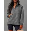 image:imageDokotoo Womens Fashion Half Zip Pullover Casual Quilted Pattern Long Sleeve Oversized Sweatshirts with PocketsLight Grey