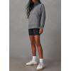 image:imageDokotoo Womens Fashion Half Zip Pullover Casual Quilted Pattern Long Sleeve Oversized Sweatshirts with PocketsLight Grey