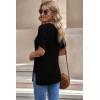 image:imageDokotoo Womens Fashion Spring Summer Tops Basic Loose Short Sleeve Side Slit Ribbed Knit Top Casual Sweaters with PocketBlack