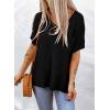 image:imageDokotoo Womens Fashion Spring Summer Tops Basic Loose Short Sleeve Side Slit Ribbed Knit Top Casual Sweaters with PocketBlack