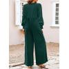 image:imageDokotoo Womens Jumpsuits VNeck Button Up Lantern Sleeve High Waist Wide Leg Rompers Loose Casual Jumpsuits with PocketsGreen