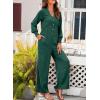 image:imageDokotoo Womens Jumpsuits VNeck Button Up Lantern Sleeve High Waist Wide Leg Rompers Loose Casual Jumpsuits with PocketsGreen