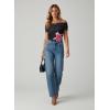 image:imageDokotoo Womens Off Shoulder Printed Mesh Top Ruched Slim Fit BlouseBlack Big Floral