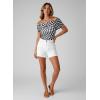 image:imageDokotoo Womens Off Shoulder Printed Mesh Top Ruched Slim Fit BlouseBlack and White Plaid