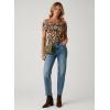 image:imageDokotoo Womens Off Shoulder Printed Mesh Top Ruched Slim Fit BlouseKhaki Leopard