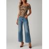 image:imageDokotoo Womens Off Shoulder Printed Mesh Top Ruched Slim Fit BlouseKhaki Leopard