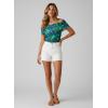 image:imageDokotoo Womens Off Shoulder Printed Mesh Top Ruched Slim Fit BlouseLake Blue Floral