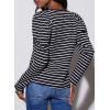 image:imageDokotoo Womens Puff Long Sleeve Knit Tops Casual Crewneck Neck Striped T Shirts 2024 Trendy Blouses