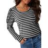 image:imageDokotoo Womens Puff Long Sleeve Knit Tops Casual Crewneck Neck Striped T Shirts 2024 Trendy Blouses