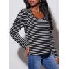 image:imageDokotoo Womens Puff Long Sleeve Knit Tops Casual Crewneck Neck Striped T Shirts 2024 Trendy Blouses