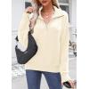 image:imageDokotoo Womens Quarter Zip Pullover Turtleneck Sweater Long Sleeve Fall Outfits Ribbed Knit Winter Sweaters
