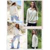 image:imageDokotoo Womens Quarter Zip Pullover Turtleneck Sweater Long Sleeve Fall Outfits Ribbed Knit Winter Sweaters