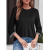 image:imageDokotoo Womens Shirts Lightweight 2026 Summer Fashion 34 Length Sleeve T Shirts Casual Crew Neck Basic BlousesBlack