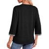 image:imageDokotoo Womens Shirts Lightweight 2026 Summer Fashion 34 Length Sleeve T Shirts Casual Crew Neck Basic BlousesBlack
