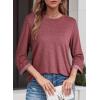image:imageDokotoo Womens Shirts Lightweight 2026 Summer Fashion 34 Length Sleeve T Shirts Casual Crew Neck Basic BlousesBurgundy