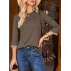 image:imageDokotoo Womens Shirts Lightweight 2026 Summer Fashion 34 Length Sleeve T Shirts Casual Crew Neck Basic BlousesDark Brown