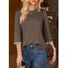 image:imageDokotoo Womens Shirts Lightweight 2026 Summer Fashion 34 Length Sleeve T Shirts Casual Crew Neck Basic BlousesDark Brown