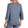 image:imageDokotoo Womens Shirts Lightweight 2026 Summer Fashion 34 Length Sleeve T Shirts Casual Crew Neck Basic BlousesDusk Blue