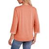 image:imageDokotoo Womens Shirts Lightweight 2026 Summer Fashion 34 Length Sleeve T Shirts Casual Crew Neck Basic BlousesGrapefruit Orange