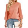 image:imageDokotoo Womens Shirts Lightweight 2026 Summer Fashion 34 Length Sleeve T Shirts Casual Crew Neck Basic BlousesGrapefruit Orange