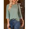 image:imageDokotoo Womens Shirts Lightweight 2026 Summer Fashion 34 Length Sleeve T Shirts Casual Crew Neck Basic BlousesGrass Green
